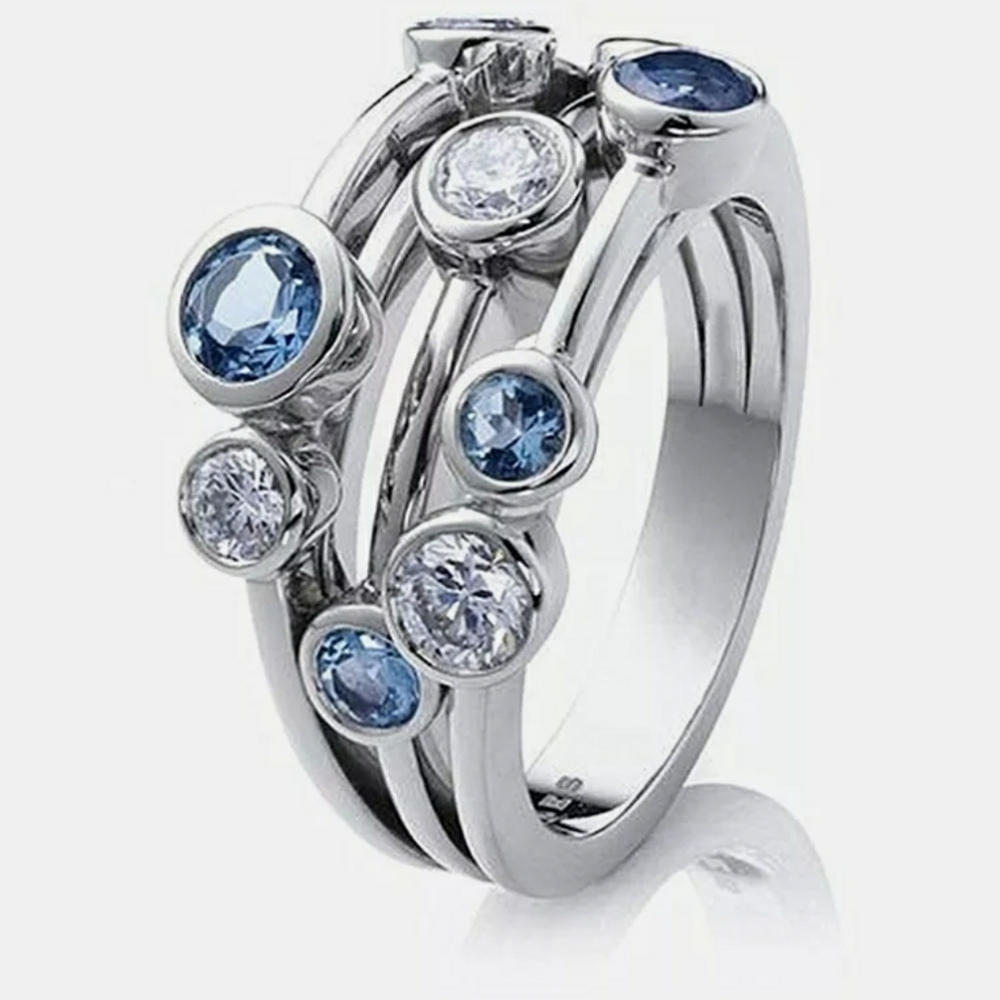 Elegant 925 Silver Rings Women Jewelry Blue Sapphi